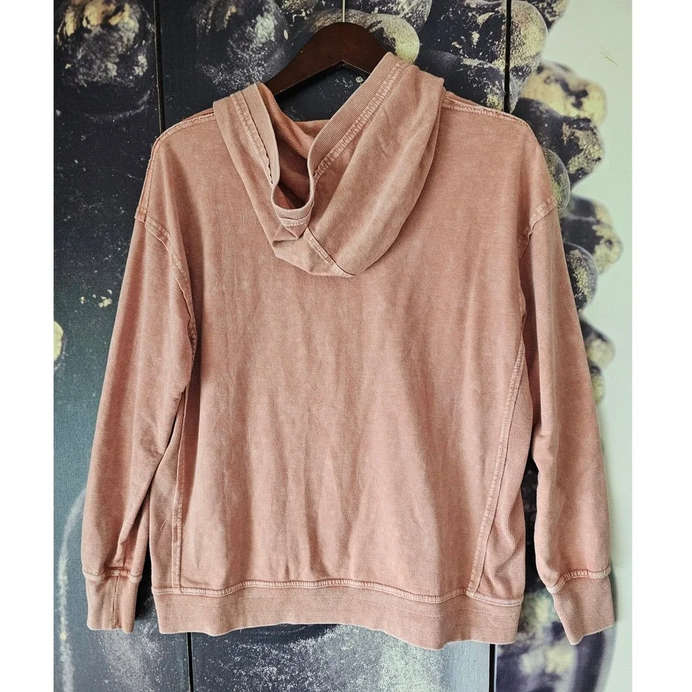 Jane and Delancey Womens Mineral Wash Pullover Hoodie Terracotta Pink Medium